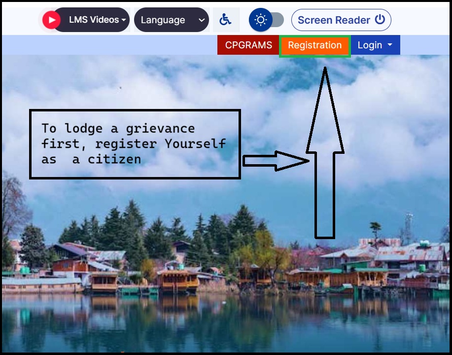 Step 1 - Registration बटन पर क्लिक करें