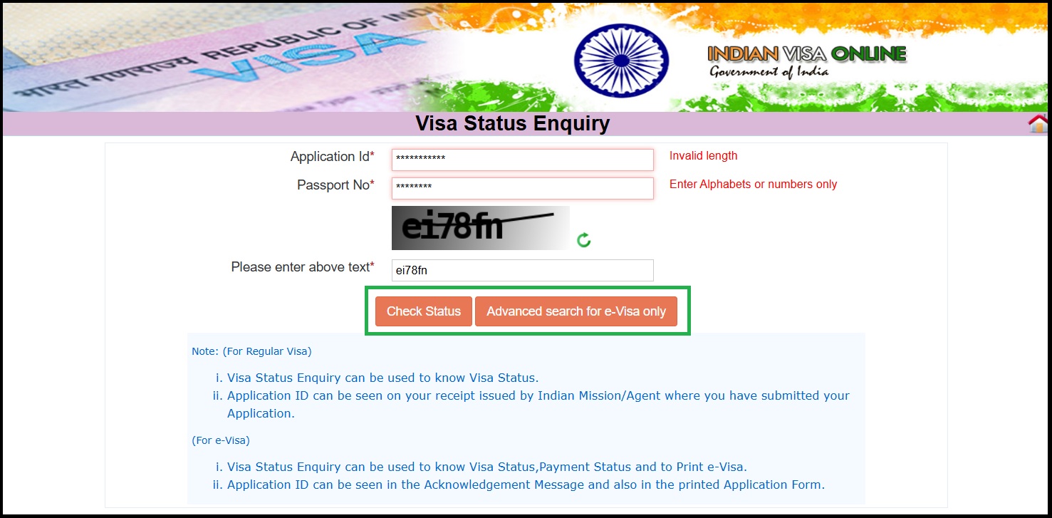 Step 4 - Visa status enquiry page
