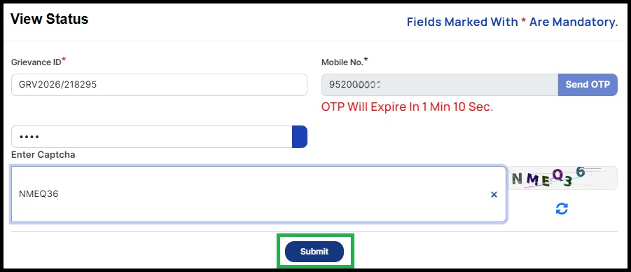 Step 8 - View Status — शिकायत की स्थिति जाँचें